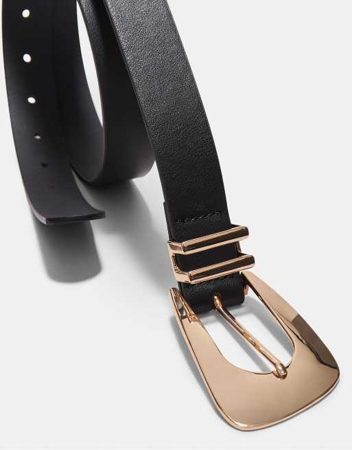 Stradivarius - Cintura nera con fibbia allungata, 3 di 3