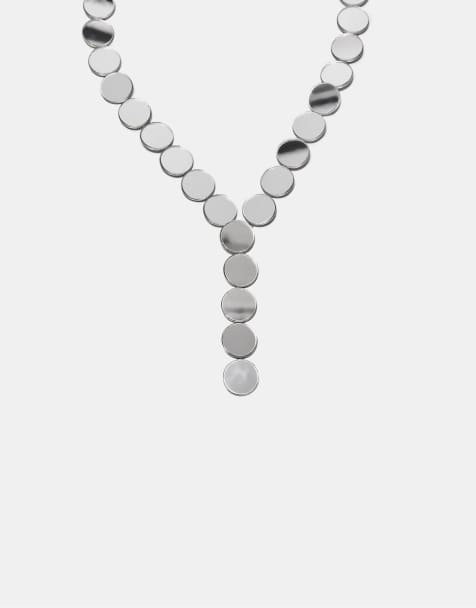 Stradivarius Circle lariat necklace in grey - view 1