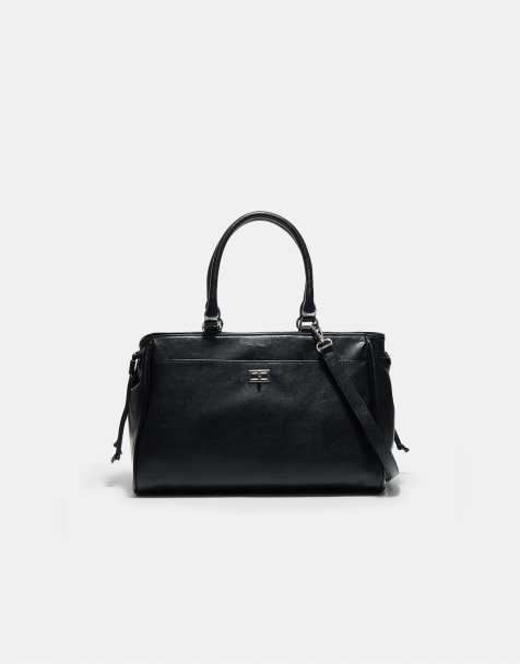 Stradivarius City bag with flap in black - view 1