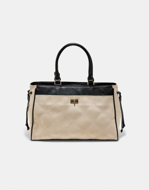 Stradivarius City bag with flap in ecru - view 1