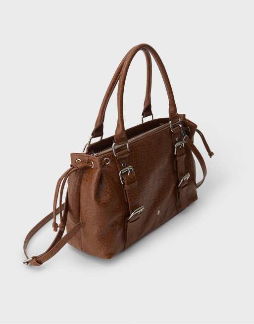 Stradivarius City crossbody bag in pale camel, 4 of 4