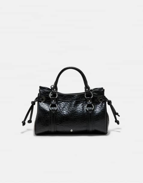 Stradivarius City crossbody bag with knot detail in black - view 1