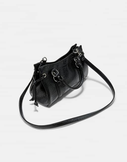 Stradivarius City crossbody bag with knot detail in black, 4 of 4
