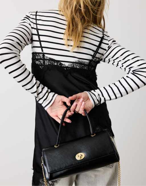 Stradivarius - City - Crossbody tas met dubbel handvat in zwart, 3 van 4