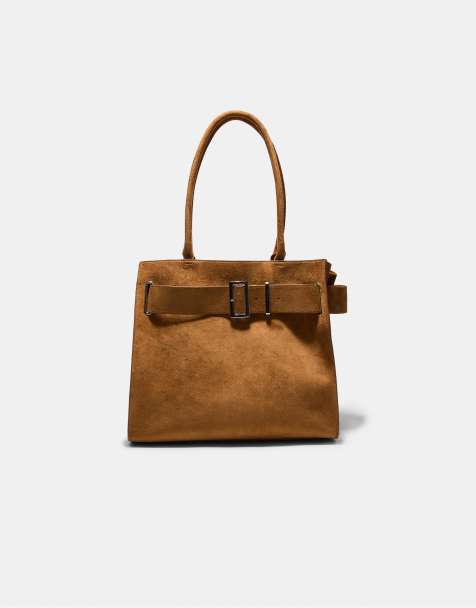 Stradivarius City shopper bag with buckle detail in terracotta - view 1