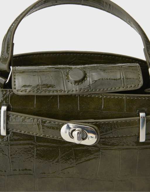 Stradivarius City-Umhängetasche in Kokosnussoptik in Khaki, 3 von 3