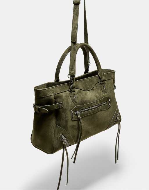 Stradivarius citytas met ritstrekkers in kaki, 4 van 4