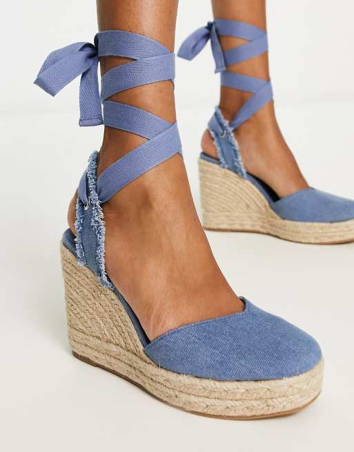 Stradivarius Denim Slingback Espadrilles Denim Blue 6