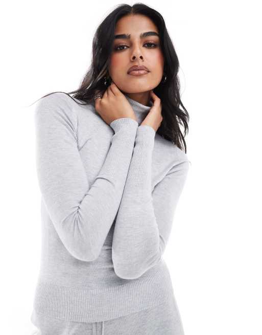 Grey roll neck top hotsell