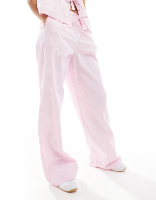 Stradivarius Stradivarius co-ord tie front trousers in pink stripe