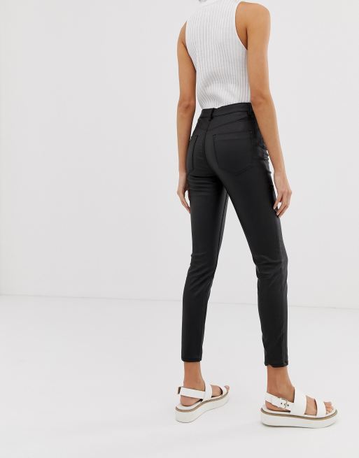 Stradivarius Coated Denim Skinny Jeans in black, 2 of 4