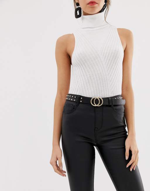 Stradivarius Coated Denim Skinny Jeans in black, 3 of 4
