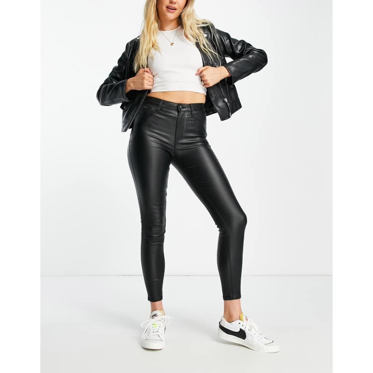 Stradivarius coated push up jean in black ASOS