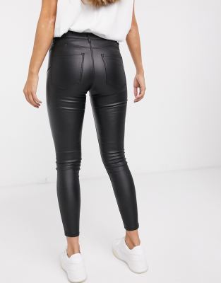 stradivarius coated skinny jeans