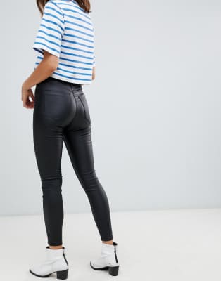 stradivarius coated skinny jeans