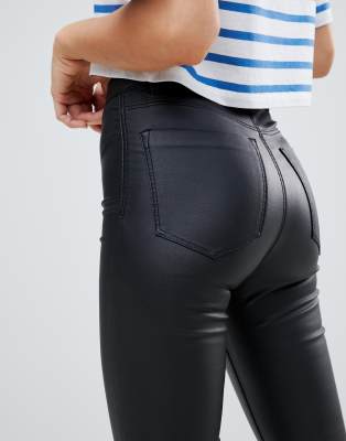 stradivarius coated skinny jeans