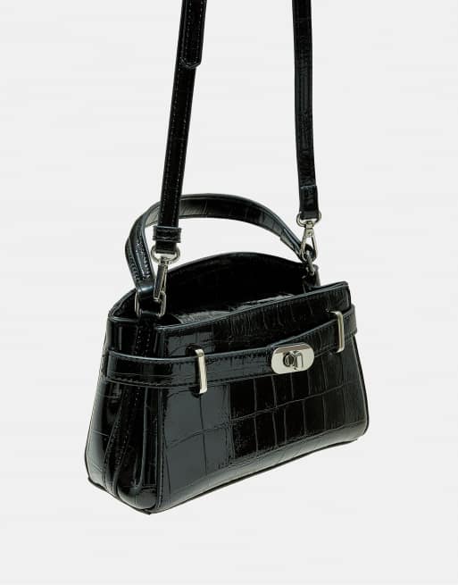 Stradivarius Coconut-effect city crossbody bag in black, 2 of 3