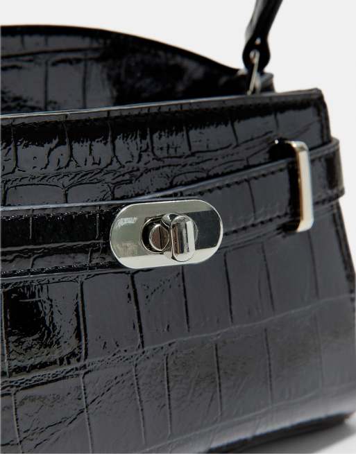 Stradivarius Coconut-effect city crossbody bag in black, 3 of 3