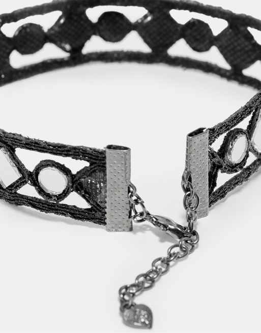 Stradivarius - Collana choker corta nera con specchietti, 4 di 4