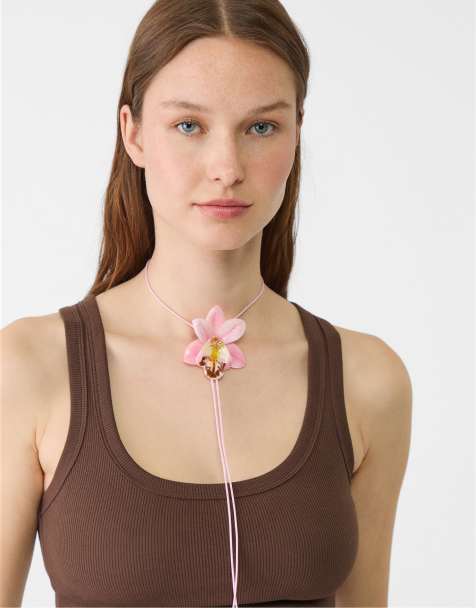 Stradivarius - Collana con orchidea rosa - view 1
