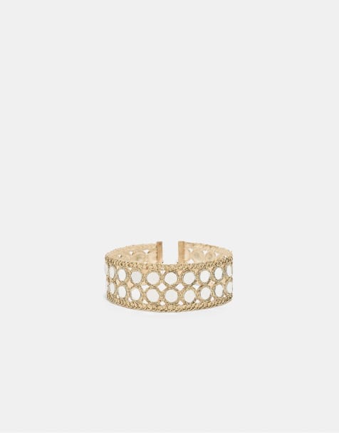 Stradivarius - Collana girocollo con doppio ciondolo a specchio dorato - view 1