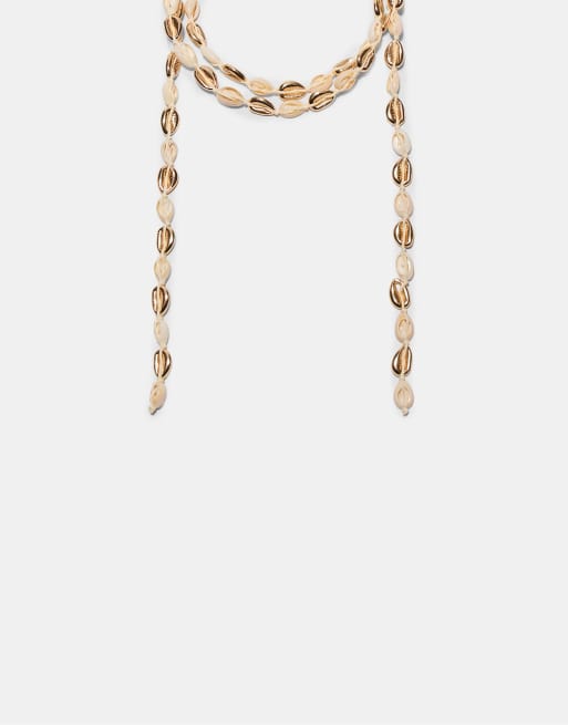 Stradivarius - Collana multiposizione dorata con conchiglie