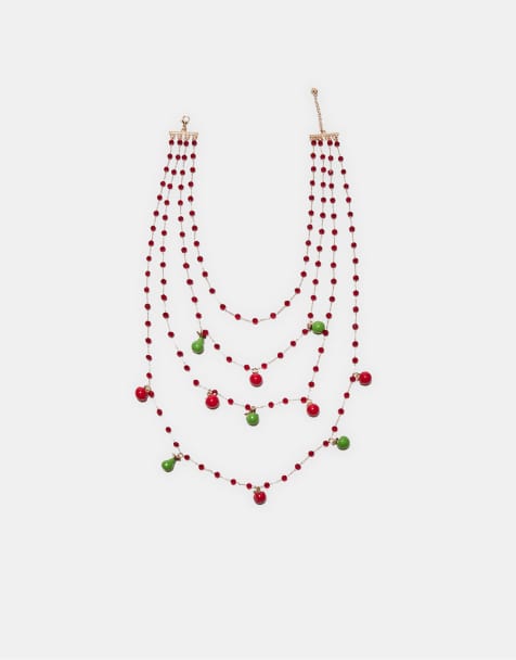 Stradivarius - Collana rossa con ciondoli con frutta - view 1