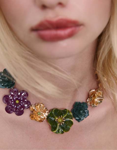 Stradivarius - Collana verde con fuori smaltati - view 1