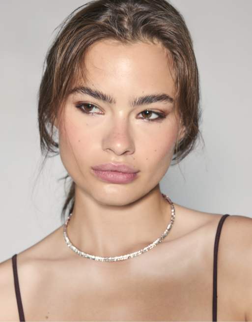 Stradivarius collarino con strass grigio, 2 di 4