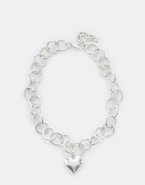 Stradivarius collier chaîne cœur gris - view 1