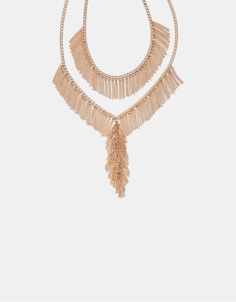 Stradivarius - Collier chaîne multi-rangs - Doré - view 1