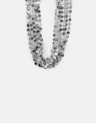 Stradivarius - Collier chaîne multi-rangs - Gris