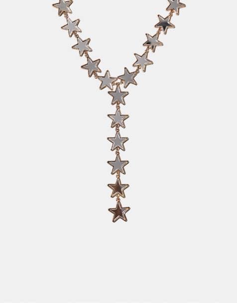Stradivarius - Collier lasso à étoiles effet miroir - Doré - view 1