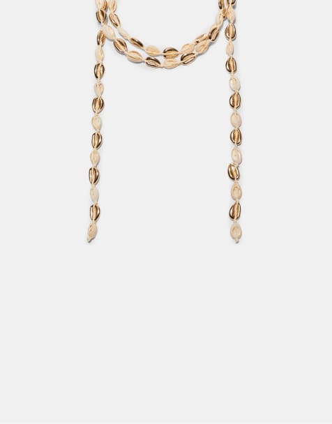 Stradivarius - Collier multi-positions avec coquillages - Doré - view 1