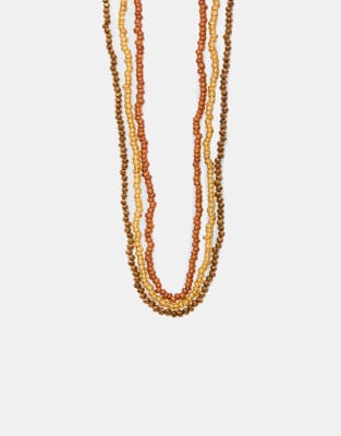 Collier multi-positions orné de perles - Marron M