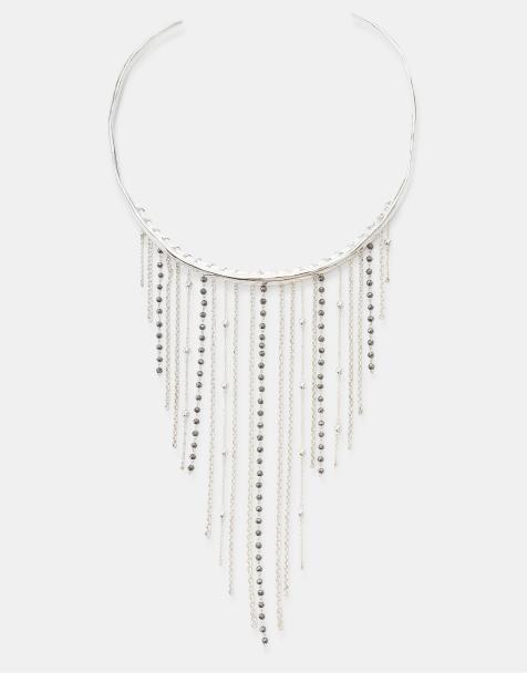 Stradivarius collier ras de cou Waterfall gris - view 1
