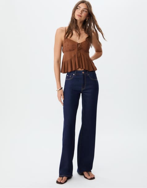 Stradivarius - Comfortabele jeans met rechte pasvorm en blauwe wassing - view 1