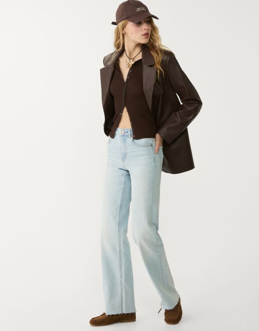 Stradivarius - Comfortabele jeans met rechte pasvorm in blauw denim