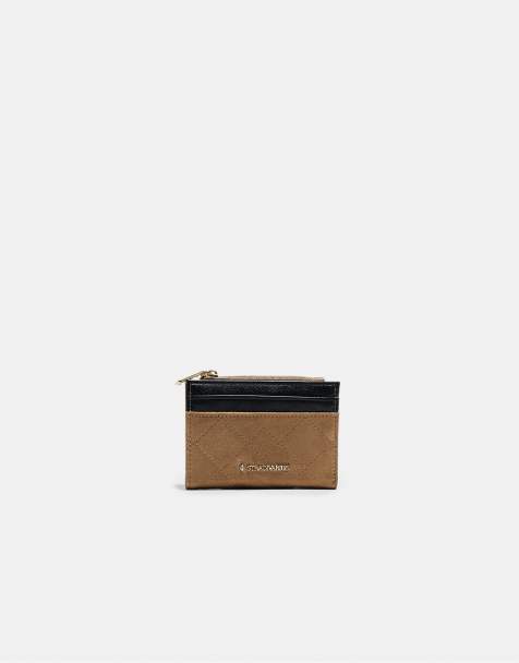 Stradivarius Compact quilted card holder purse in pale camel - view 1