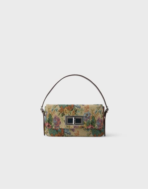 Stradivarius compacte schoudertas met print en sluiting in stone - view 1