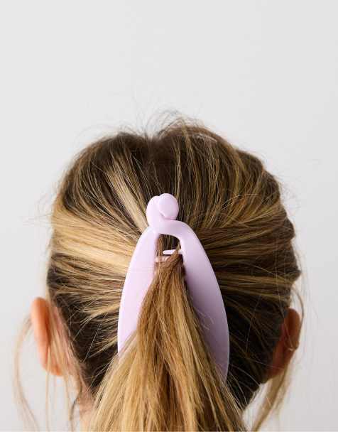 Stradivarius - Confezione da 2 fermagli per capelli a banana rosa pallido - view 1