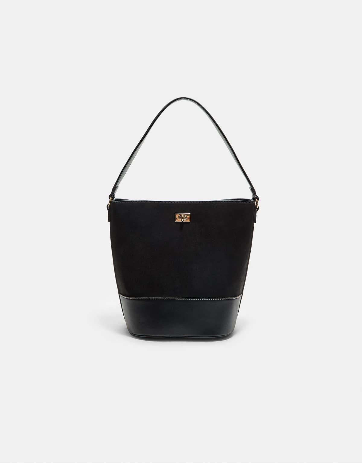 Stradivarius Contrast bucket bag in black