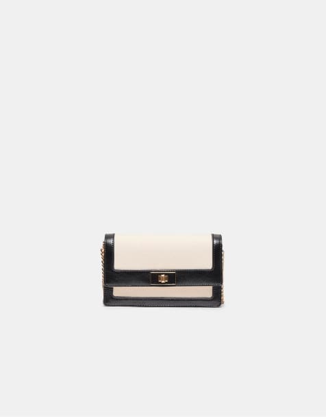 Stradivarius Contrast canvas crossbody bag in ecru - view 1