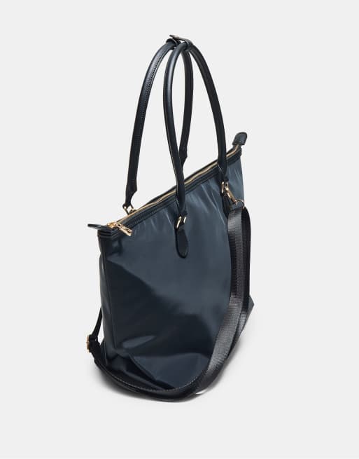 Stradivarius Contrast crossbody shopper bag in black, 4 of 4