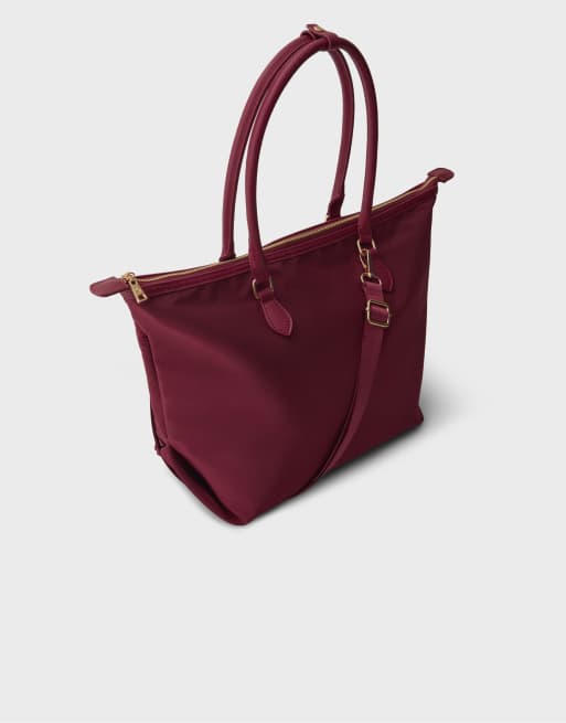 Stradivarius Contrast crossbody shopper bag in burgundy, 4 of 4