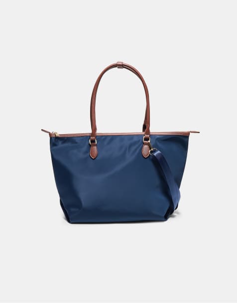 Stradivarius contrast crossbody shopper tas in marineblauw - view 1