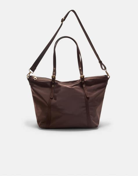 Stradivarius Contrast shopper bag in brown - view 1