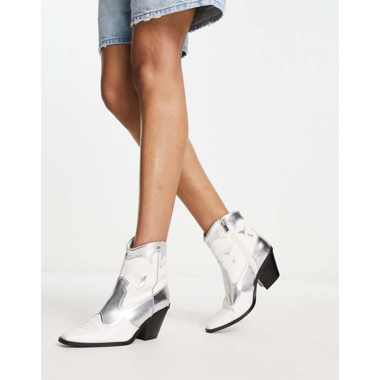 Silver ankle cowboy boots sale