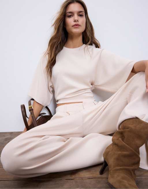 Stradivarius - Coordinato color pietra morbido al tatto a maniche lunghe