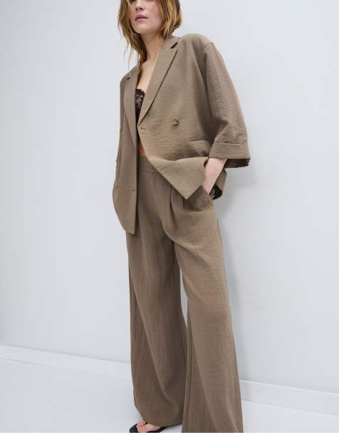 Stradivarius - Coordinato sartoriale fluido marrone - view 1